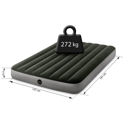 Надувной матрас Prestige Downy Airbed Fiber-Tech 137х191х25 см, с насосом на батарейках (Intex 64778)