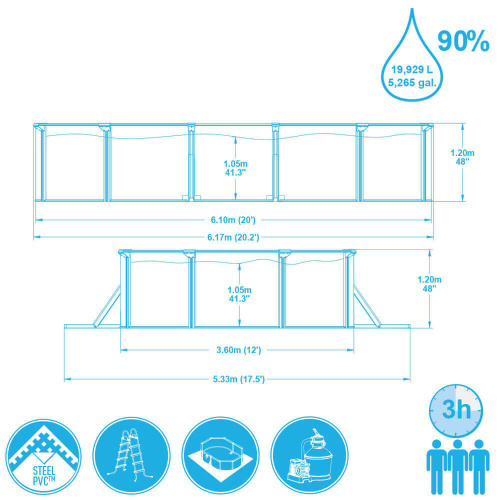 Стальной бассейн Bestway Hydrium Oval Pool 610х360х120 см + песочный ф/насос 5678 л/ч, лестница, тент, подстилка (56369 BW) Стальной бассейн Bestway Hydrium Oval Pool 610х360х120 см + песочный ф/насос 5678 л/ч, лестница, тент, подстилка (56369 BW)