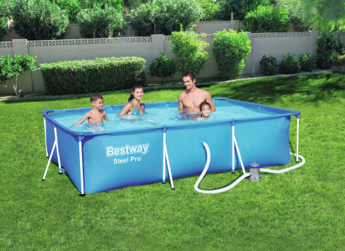 Каркасный прямоугольный бассейн Bestway 300х201х66 см + фильтр-насос 1249 л/ч (56411 BW)