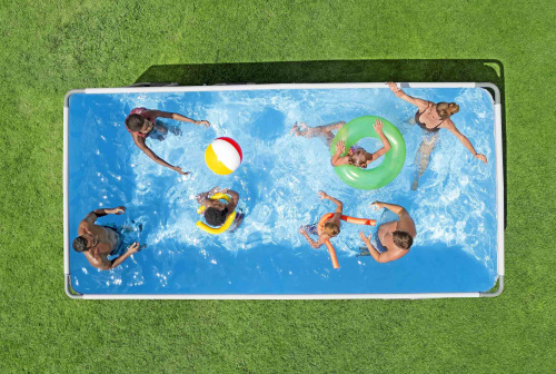 Каркасный прямоугольный бассейн Bestway 488х244х122 см + фильтр-насос 3028 л/ч, тент, лестница (561MB BW)