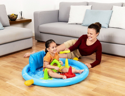 Детский надувной бассейн 115х89х76 см "Морская ракушка" с навесом (Bestway 52568 BW)