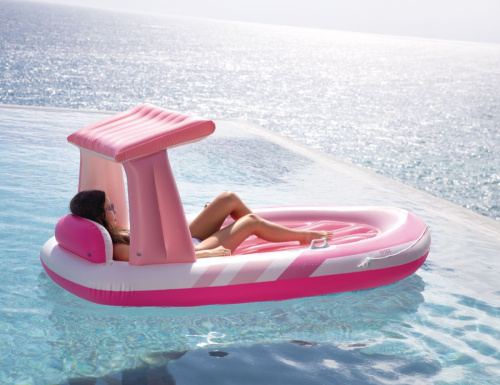 Надувной шезлонг с навесом "Розовый рай", 244х119х97 см, до 100 кг (Intex 57804)