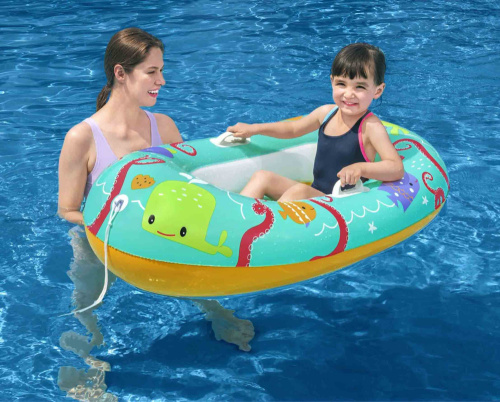 Надувная детская лодочка "Крабики" 137х89 см, 3-6 лет (Bestway 34009 BW)