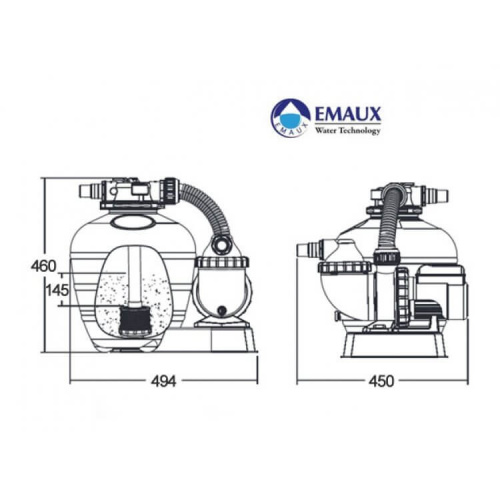 Песочный фильтр-насос Emaux FSU-8TP 8000 л/ч, резервуар для песка 17 кг (88033669)