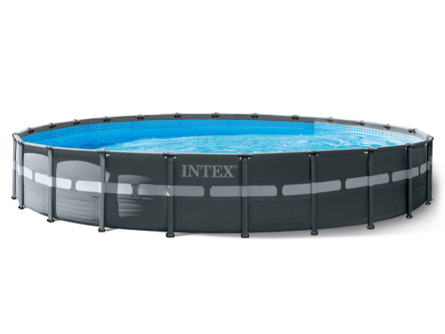 Каркасный бассейн Intex Ultra Frame, 732х132 см + песочный ф/насос, лестница, тент, подстилка (26340)