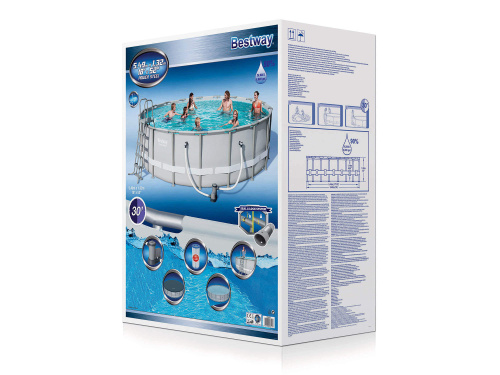 Каркасный бассейн Bestway 549х132 см + фильтр-насос 5678 л/ч, тент, лестница, подстилка (56427/56232 BW)