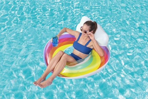 Надувной круг 107 см "Радуга" со спинкой (Bestway 43647 BW)