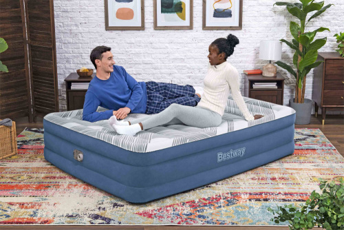 Надувная кровать Tritech Fashion Flock 203х152х46 см, встроенный насос 220V (Bestway 6713C BW) Надувная кровать Tritech Fashion Flock 203х152х46 см, встроенный насос 220V (Bestway 6713C BW)