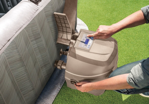 СПА-бассейн Intex PureSpa Chevron Deluxe 145/196х71 см с круговым пузырьковым массажем, хлоргенератор (28472)