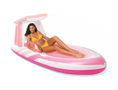 Надувной шезлонг с навесом "Розовый рай", 244х119х97 см, до 100 кг (Intex 57804)