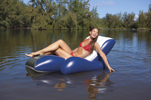 Надувное кресло-шезлонг для плавания 180х135 см с подстаканником и ручкой (Intex 58868)