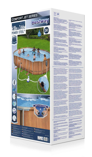 Каркасный овальный бассейн Bestway 610х366х122 см + фильтр-насос 9463 л/ч, лестница, гидромассаж, подсветка (56719 BW)