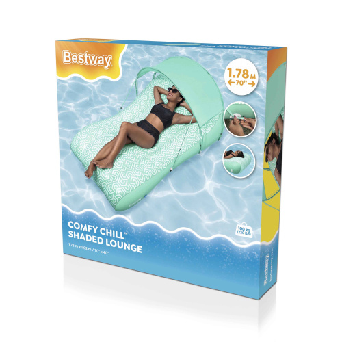 Надувной матрас-шезлонг для плавания 178x102 см с навесом (Bestway 43729 BW)