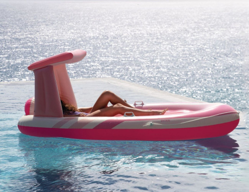 Надувной шезлонг с навесом "Розовый рай", 244х119х97 см, до 100 кг (Intex 57804)