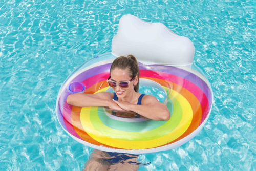 Надувной круг 107 см "Радуга" со спинкой (Bestway 43647 BW)