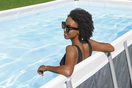 Каркасный прямоугольный бассейн Bestway "Мрамор" 549х274х122 см + фильтр-насос 5678 л/ч, тент, лестница (56998 BW)