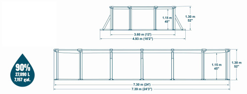 Стальной бассейн Bestway Hydrium Pool Set 732х366х132 см + песочный ф/насос 5678 л/ч, лестница, тент, подстилка (561CW BW)