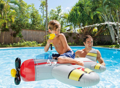 Надувная игрушка-наездник 132х130 см "Самолеты" от 3 лет (Intex 57537)