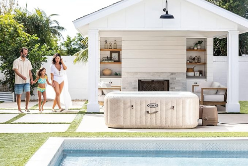 СПА-бассейн Intex PureSpa Chevron Deluxe 145/196х71 см с круговым пузырьковым массажем, хлоргенератор (28472)