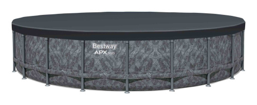 Каркасный бассейн Bestway APX 365, 671х132 см + песочный фильтр-насос 8327 л/ч, тент, лестница, наполнитель Polysphere (561JZ BW)