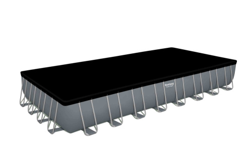 Каркасный прямоугольный бассейн Bestway 956х488х132 см + песочный ф/насос 8327 л/ч, тент, лестница, настил (56623 BW)