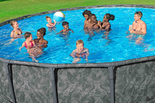 Каркасный бассейн Bestway APX 365, 671х132 см + песочный фильтр-насос 8327 л/ч, тент, лестница, наполнитель Polysphere (561JZ BW)