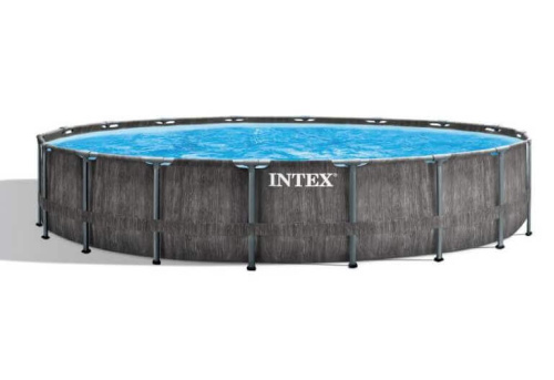 Каркасный бассейн Intex GreyWood Prism Frame 549x122 см + фильтр-насос 5678 л/ч, лестница, тент, подстилка (26744)