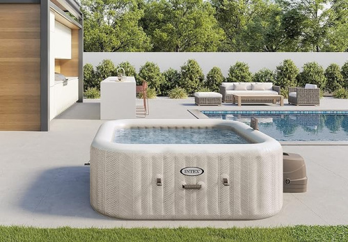 СПА-бассейн Intex PureSpa Chevron Deluxe 145/196х71 см с круговым пузырьковым массажем, хлоргенератор (28472)