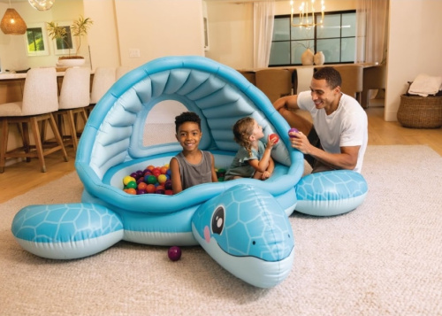 Детский надувной бассейн 218×206×97 см "Черепашье побережье" 119 л, от 3 лет (Intex 48677)