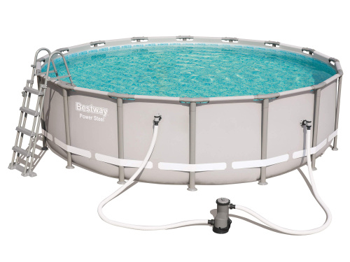 Каркасный бассейн Bestway 488х122 см + фильтр-насос 5678 л/ч, тент, лестница, подстилка (56451/56266 BW)