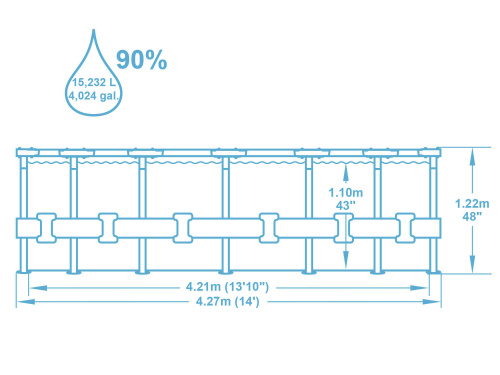 Каркасный бассейн Bestway 427х122 см + фильтр-насос 3028 л/ч, тент, лестница (56444 BW) Каркасный бассейн Bestway 427х122 см + фильтр-насос 3028 л/ч, тент, лестница (56444 BW)