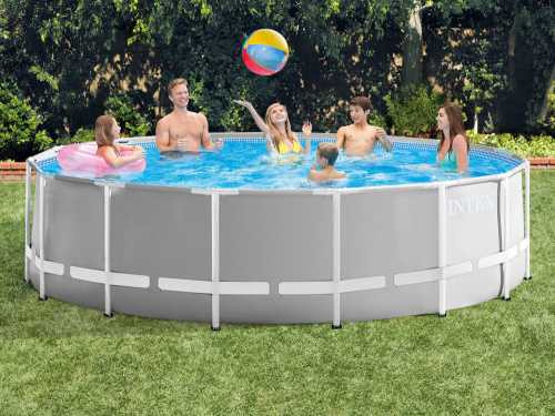 Каркасный бассейн Intex Prism Frame 457x122 см + фильтр-насос 3785 л/ч, лестница, тент, подстилка (26726)