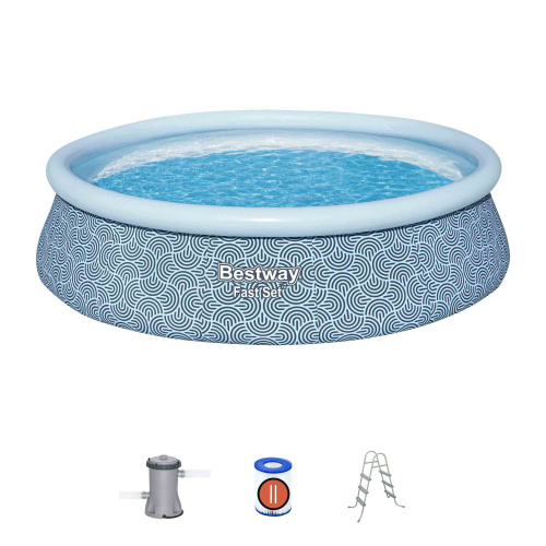 Бассейн надувной Bestway Fast Set Pools 457х107 см + фильтр-насос 2006 л/ч, лестница (57372 BW)