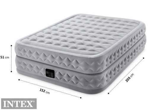 Надувная кровать Dura-Beam Deluxe Series 152х203х51 см, встроенный насос 220V (Intex 64490)