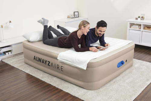 Надувная кровать AlwayzAire Fortech 152х203х51 см, встроенный насос 220V с автоподкачкой (Bestway 69054 BW)