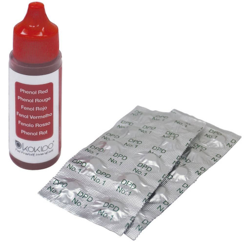 Таблетки + капли Kokido K101CBX24 для тестера K029BU (20 мл Phenol Red + 20 шт. DPD1)