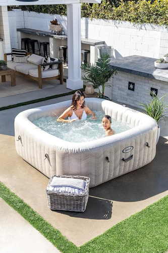 СПА-бассейн Intex PureSpa Chevron Deluxe 145/196х71 см с круговым пузырьковым массажем, хлоргенератор (28472)