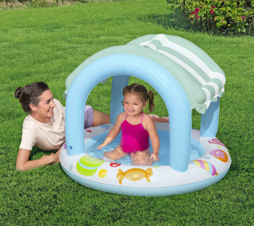 Детский надувной бассейн 104x84 см "Sweet Shoppe" с навесом , 34 л, от 2 лет (Bestway 52638 BW)
