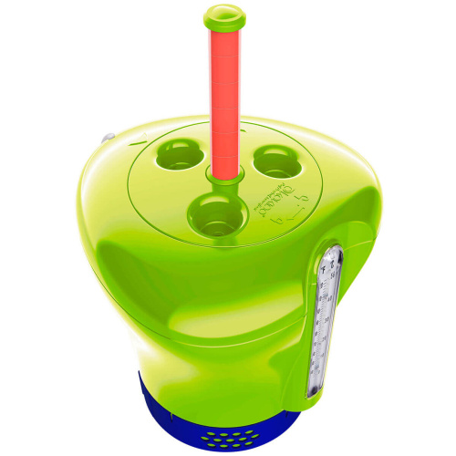 Поплавок-дозатор для химии в таблетках до 75 мм, с термометром и индикатором, зелёный (Kokido CD16BU)