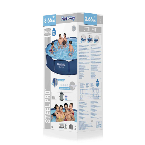 Каркасный бассейн Bestway Steel Pro 366х76 см + фильтр-насос 1249 л/ч (56681 BW)