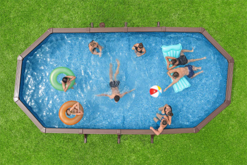 Стальной бассейн Bestway Hydrium Pool Set 732х366х132 см + песочный ф/насос 5678 л/ч, лестница, тент, подстилка (561CW BW)