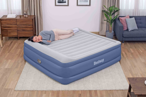 Надувная кровать Tritech 203x193x56 см, с подголовником, встроенный насос 220V (Bestway 67692 BW)