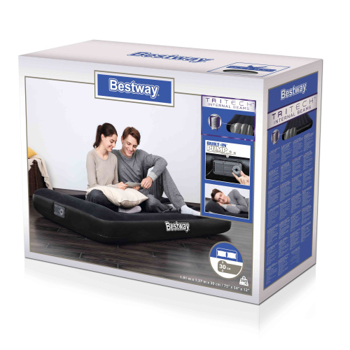 Надувной матрас Tritech 191x137x30 см, с подголовником и встроенным насосом (Bestway 67462 BW) Надувной матрас Tritech 191x137x30 см, с подголовником и встроенным насосом (Bestway 67462 BW)