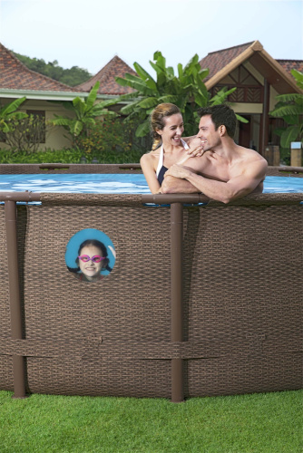 Каркасный бассейн Bestway "Ротанг", 549х122 см + фильтр-насос 5678 л/ч, тент, лестница (56977)