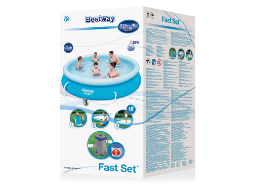 Бассейн надувной Bestway Fast Set Pools 366х76 см + фильтр-насос 1249 л/ч (57274/57112 BW)