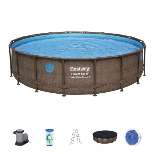 Каркасный бассейн Bestway "Ротанг", 549х122 см + фильтр-насос 5678 л/ч, тент, лестница (56977)