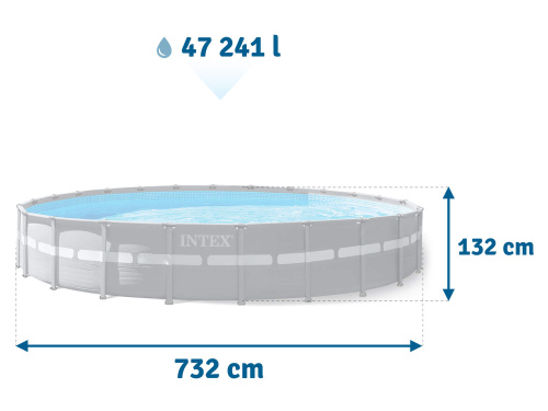 Каркасный бассейн Intex Ultra Frame, 732х132 см + песочный ф/насос, лестница, тент, подстилка (26340)