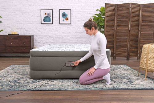 Надувная кровать Tritech Fashion Flock 203х152х56 см, встроенный насос 220V (Bestway 6713E BW)