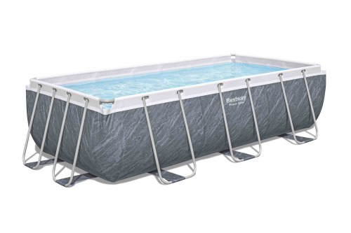 Каркасный прямоугольный бассейн Bestway "Мрамор" 404х201х100 см + лестница, фильтр-насос 2006 л/ч (56721 BW)