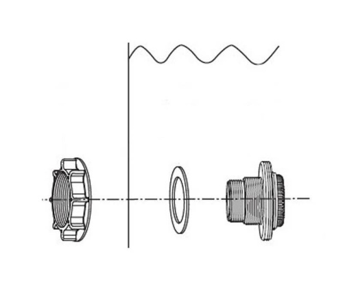 Соединитель под шланг с резьбой 38 мм с гайкой и прокладкой (Intex 11236)